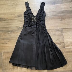 Prada Dress Womens 42 Black Silk Gothic Glam Rock Sleeveless Cocktail Italy